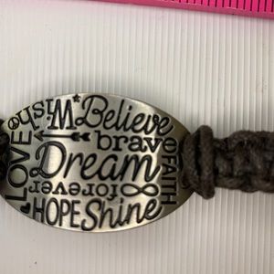 Handmade Bracelet Brown Cord inspirational message